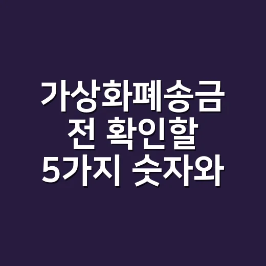가상화폐송금 전 확인할 5가지 숫자와 리스크 - 요약