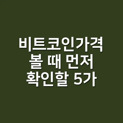 비트코인가격 볼 때 먼저 확인할 5가지 숫자 - 요약