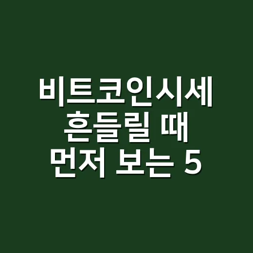 비트코인시세 흔들릴 때 먼저 보는 5가지 숫자 - 요약