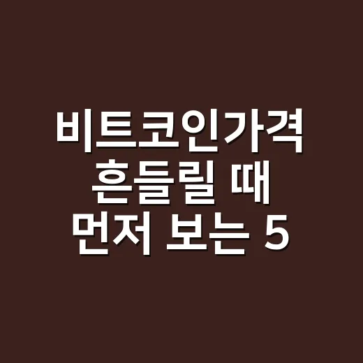 비트코인가격 흔들릴 때 먼저 보는 5가지 데이터 신호 - 요약