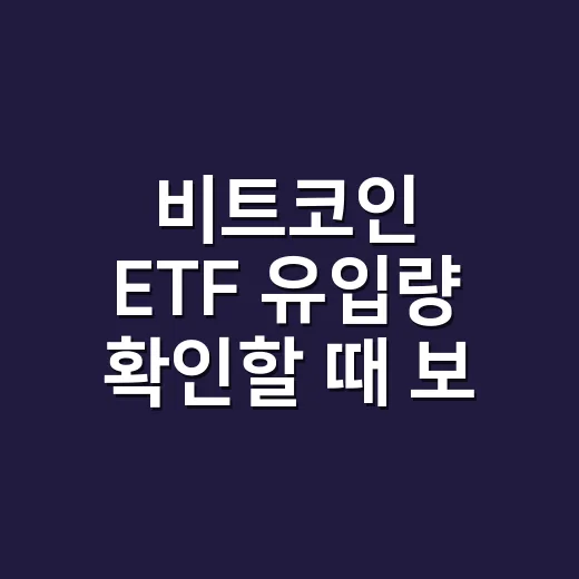 비트코인 ETF 유입량 확인할 때 보는 5가지 숫자 - 요약