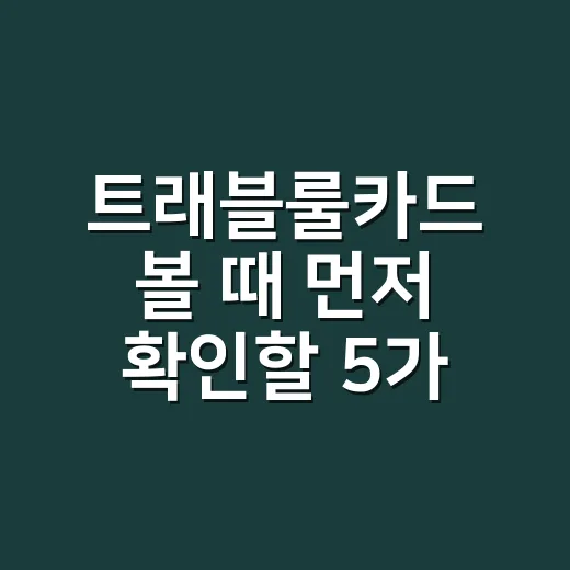 트래블룰카드 볼 때 먼저 확인할 5가지 리스크 - 요약