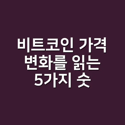 비트코인 가격 변화를 읽는 5가지 숫자 기준 - 요약