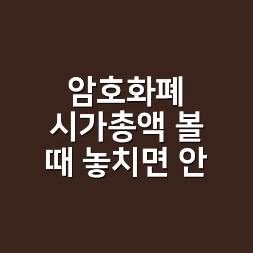 암호화폐 시가총액 볼 때 놓치면 안 되는 5가지 숫자 - 요약