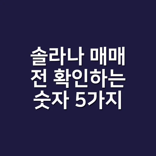 솔라나 매매 전 확인하는 숫자 5가지 - 요약