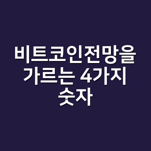 비트코인전망을 가르는 4가지 숫자 - 요약