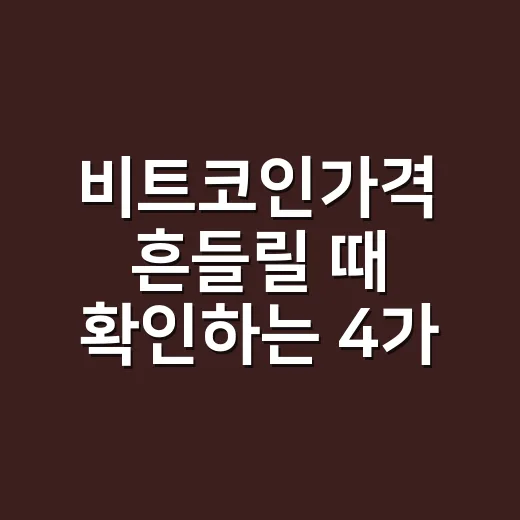 비트코인가격 흔들릴 때 확인하는 4가지 숫자 - 요약