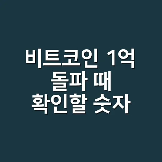 비트코인 1억 돌파 때 확인할 숫자 4가지 - 요약