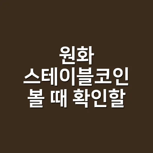 원화 스테이블코인 볼 때 확인할 4가지 숫자 - 요약