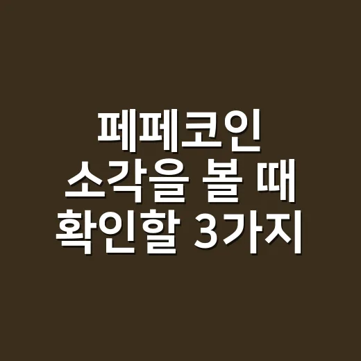 페페코인 소각을 볼 때 확인할 3가지 숫자 - 요약