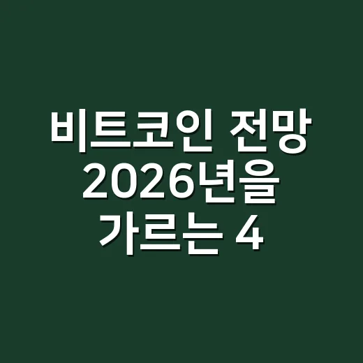 비트코인 전망 2026년을 가르는 4가지 숫자 - 요약