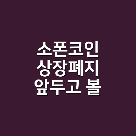 소폰코인 상장폐지 앞두고 볼 숫자 3가지 - 요약