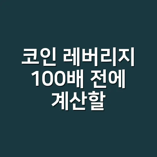 코인 레버리지 100배 전에 계산할 4가지 - 요약