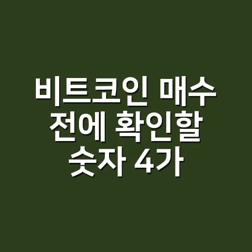 비트코인 매수 전에 확인할 숫자 4가지 - 요약