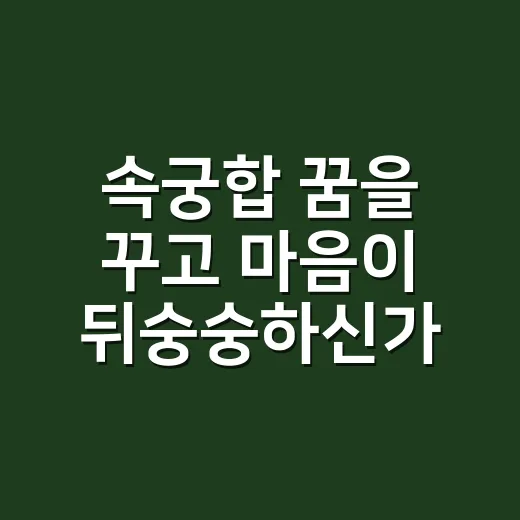 속궁합 꿈을 꾸고 마음이 뒤숭숭하신가요? - 요약