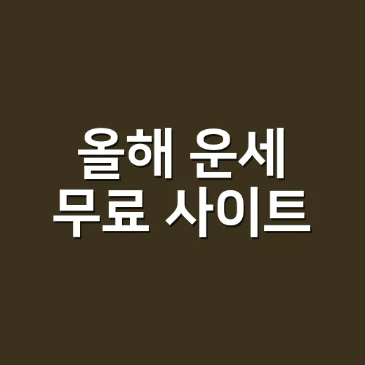 올해 운세 무료 사이트, 그냥 믿어도 괜찮을까요? - 요약