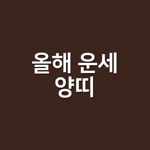 올해 운세 양띠, 왜 사람마다 다르게 느껴질까요? - 요약