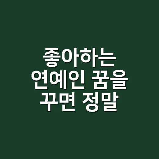 좋아하는 연예인 꿈을 꾸면 정말 좋은 징조일까요? - 요약