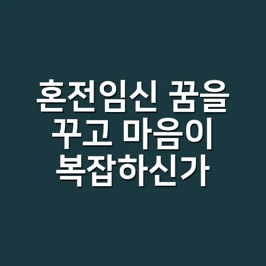 혼전임신 꿈을 꾸고 마음이 복잡하신가요? - 요약
