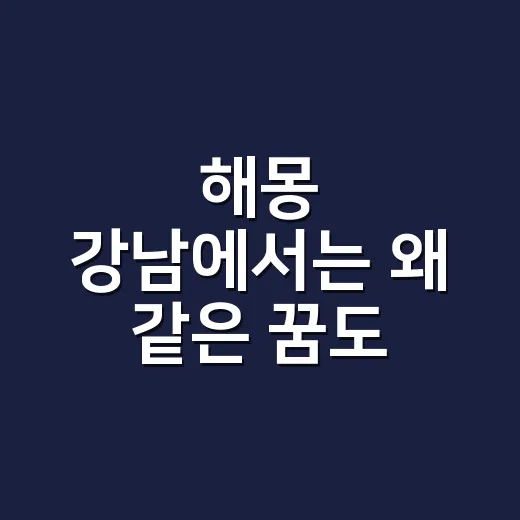 해몽 강남에서는 왜 같은 꿈도 다르게 읽힐까요? - 요약