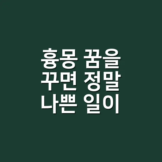 흉몽 꿈을 꾸면 정말 나쁜 일이 생길까요? - 요약