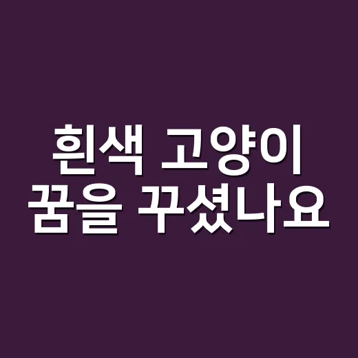 흰색 고양이 꿈을 꾸셨나요, 좋은 징조일까요 조심할 신호일까요? - 요약