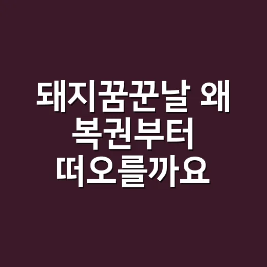 돼지꿈꾼날 왜 복권부터 떠오를까요? - 요약