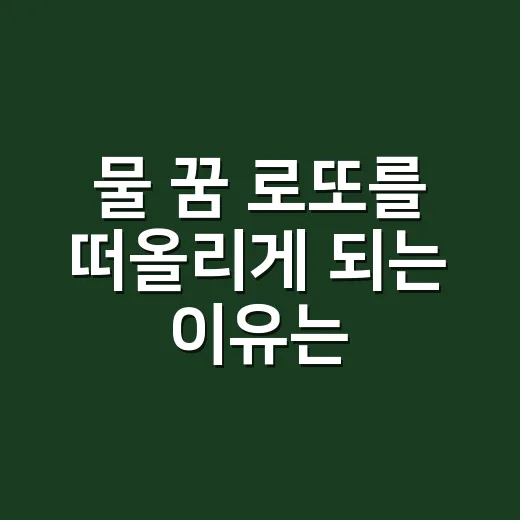 물 꿈 로또를 떠올리게 되는 이유는 뭘까요? - 요약