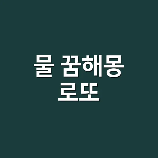 물 꿈해몽 로또, 물만 보면 길몽일까요? - 요약