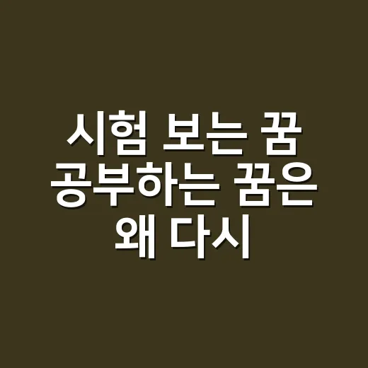 시험 보는 꿈 공부하는 꿈은 왜 다시 찾아올까요? - 요약
