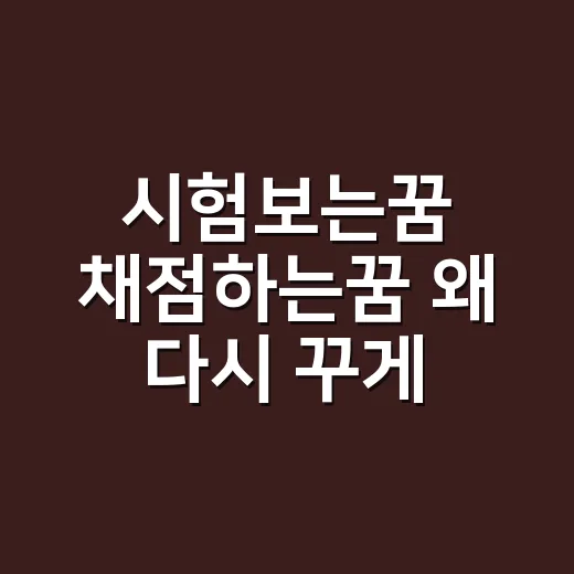 시험보는꿈 채점하는꿈 왜 다시 꾸게 될까요? - 요약