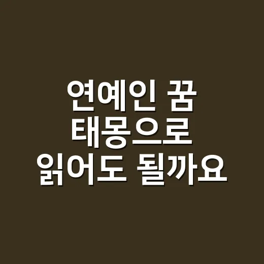 연예인 꿈 태몽으로 읽어도 될까요? - 요약