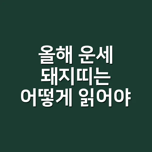 올해 운세 돼지띠는 어떻게 읽어야 할까요? - 요약