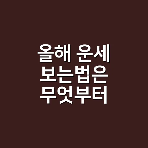 올해 운세 보는법은 무엇부터 읽어야 할까요? - 요약