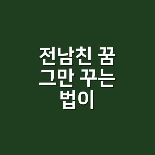 전남친 꿈 그만 꾸는 법이 궁금하신가요? - 요약