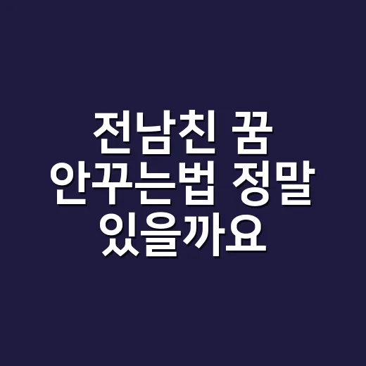 전남친 꿈 안꾸는법 정말 있을까요? - 요약
