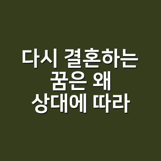 다시 결혼하는 꿈은 왜 상대에 따라 다르게 읽힐까요? - 요약