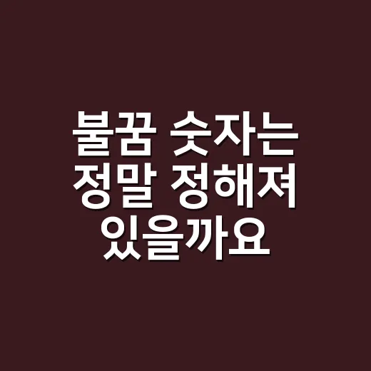 불꿈 숫자는 정말 정해져 있을까요? - 요약