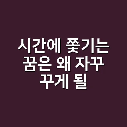 시간에 쫓기는 꿈은 왜 자꾸 꾸게 될까요? - 요약