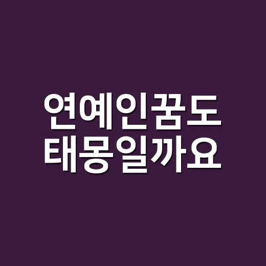 연예인꿈도 태몽일까요, 무엇을 보면 될까요? - 요약