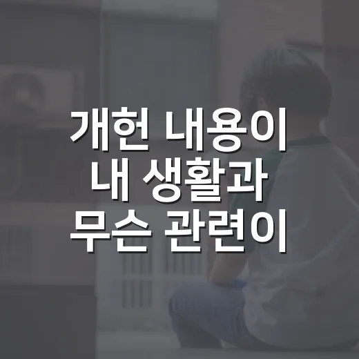 개헌 내용이 내 생활과 무슨 관련이 있을까요? - 요약