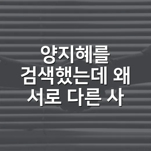 양지혜를 검색했는데 왜 서로 다른 사람이 나올까요? - 요약