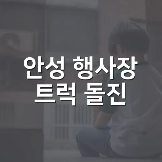 안성 행사장 트럭 돌진, 동네 행사 안전은 무엇이 달라져야 할까요? - 요약