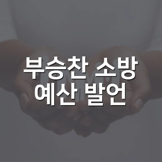 부승찬 소방 예산 발언, 내 안전과 무슨 관계일까요? - 요약