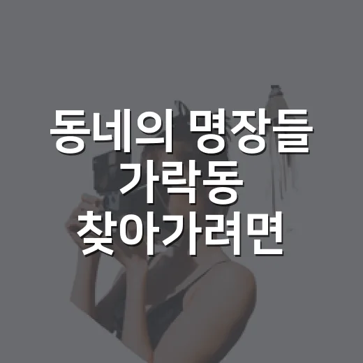 동네의 명장들 가락동 찾아가려면 이렇게 준비하면 좋아요 - 요약