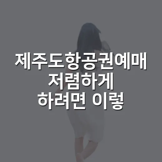 제주도항공권예매 저렴하게 하려면 이렇게 준비하세요 - 요약