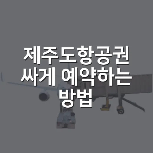 제주도항공권 싸게 예약하는 방법, 초보자도 놓치기 쉬운 체크포인트 - 요약