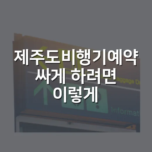 제주도비행기예약 싸게 하려면 이렇게 움직이면 편해요 - 요약