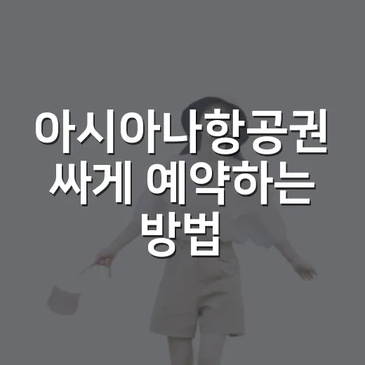 아시아나항공권 싸게 예약하는 방법, 초보자도 놓치기 쉬운 포인트 - 요약