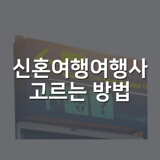 신혼여행여행사 고르는 방법, 처음 준비한다면 이렇게 비교하세요 - 요약